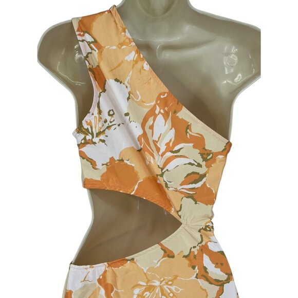 Alice Elle Maxi Dress One Shoulder‎ Floral Orange Sleeveless Cut Out Size 6 NWT - Picture 16 of 16